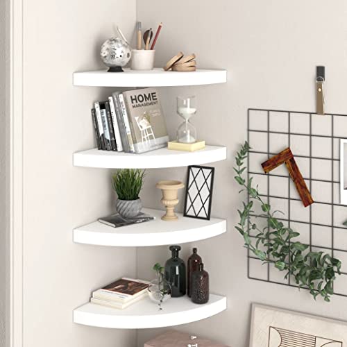 YITHOPI Eck-Schweberegale 4 STK. Weiß Wandboard Regal für Schlafzimmer Bad 35x35x3,8 cm MDF YITHOPI Eck-Schweberegale 4 STK. Weiß Wandboard Regal für Schlafzimmer Bad 35x35x3,8 cm MDF von YITHOPI