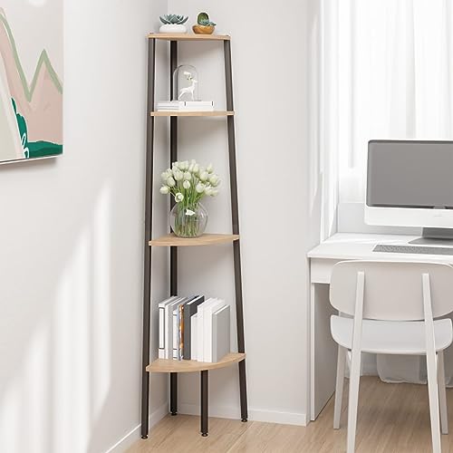 YITHOPI Eckregal mit 4 Böden Hellbraun und Schwarz Multifunktionales Bücherregal für Schlafzimmer 45,5x31,5x150 cm YITHOPI Eckregal mit 4 Böden Hellbraun und Schwarz Multifunktionales Bücherregal für Schlafzimmer 45,5x31,5x150 cm von YITHOPI