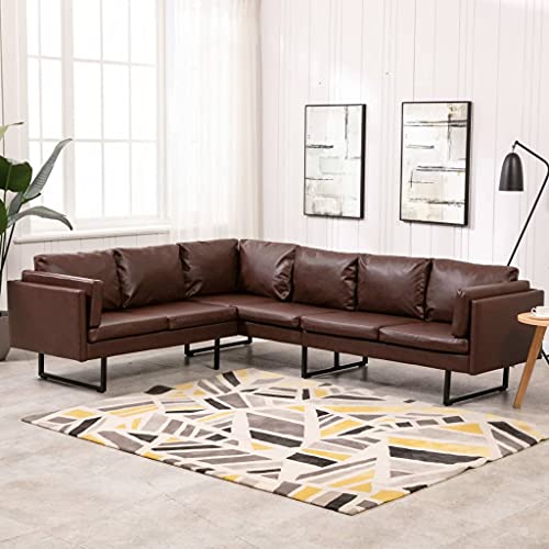 YITHOPI Ecksofa Kunstleder Braun Wohnzimmersofas Wohnzimmersofa für Gästehaus von YITHOPI