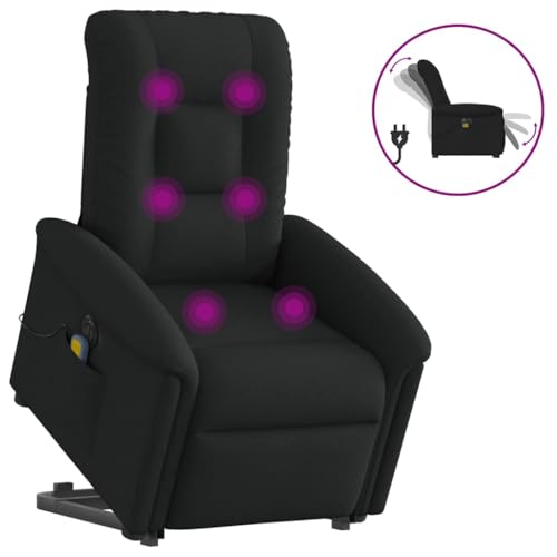 YITHOPI Elektrischer Massagesessel mit Aufstehhilfe Schwarz Stoff Sitzmöbel Wartezimmerstuhl für Wohnzimmer Büro von YITHOPI