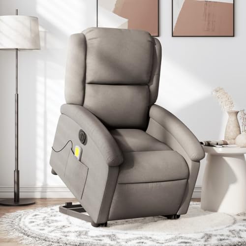YITHOPI Elektrischer Massagesessel mit Aufstehhilfe Taupe Stoff Bürosessel Sitzmöbel für Büro Küche von YITHOPI