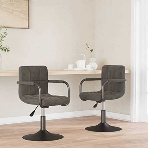 YITHOPI Esszimmerstühle 2 STK. Drehbar Dunkelgrau Samt Wohnzimmerstühle Stühle Esszimmer für Esszimmerstuhl von YITHOPI