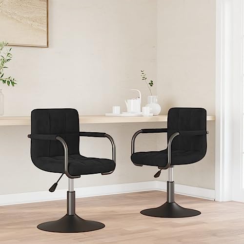 YITHOPI Esszimmerstühle 2 STK. Drehbar Schwarz Samt Wohnzimmerstühle Sitzgelegenheiten für Schlafzimmer von YITHOPI