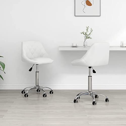 YITHOPI Esszimmerstühle 2 STK. Drehbar Weiß Kunstleder Esszimmermöbel Speisestühle für Wohnzimmer von YITHOPI