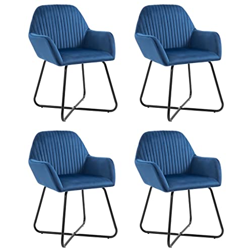 YITHOPI Esszimmerstühle 4 STK. Blau Samt Küchenstühle Esszimmermöbel für Büro von YITHOPI
