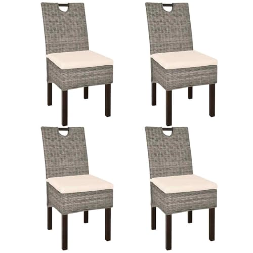 YITHOPI Esszimmerstühle 4 STK. Kubu-Rattan Mangoholz Sitzgelegenheiten Küchenstühle für Schlafzimmer von YITHOPI
