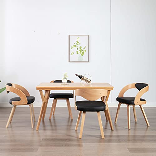 YITHOPI Esszimmerstühle 4 STK. Schwarz Bugholz und Kunstleder Multifunktionaler Esszimmerstuhl Bequeme Stühle für Esszimmerstuhl von YITHOPI
