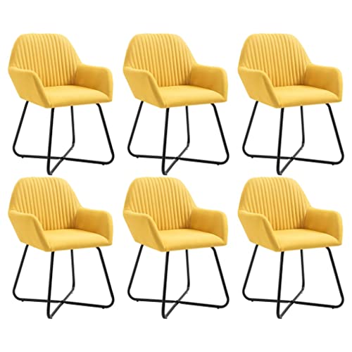 YITHOPI Esszimmerstühle 6 STK. Gelb Stoff Küchenstühle Multifunktionaler Esszimmerstuhl für Büro YITHOPI Esszimmerstühle 6 STK. Gelb Stoff Küchenstühle Multifunktionaler Esszimmerstuhl für Büro von YITHOPI