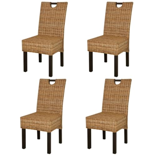 YITHOPI Esszimmerstuhl 4 STK. Kubu-Rattan Mangoholz Bequeme Stühle Stühle Esszimmer für Wohnzimmer von YITHOPI