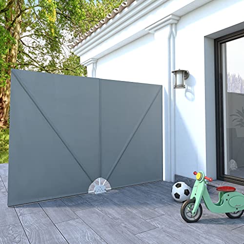 YITHOPI Faltbarer Terrassen-Seitenfächer丨Seitenfächer Terrasse丨Balkonfächer Seitenmarkise Garten丨Sichtschutz Rechteck丨 Grau 240 × 160 cm von YITHOPI