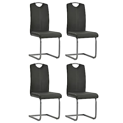 YITHOPI Freischwinger 4 STK. Grau Kunstleder Wohnzimmerstühle Bequeme Stühle für Schlafzimmer von YITHOPI