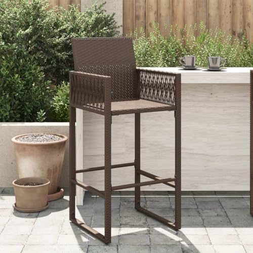 YITHOPI Garten-Barhocker 2 STK. Braun Poly Rattan Sitzmöbel für Draußen Gartenmöbel für Rasenflächen von YITHOPI