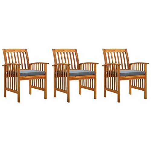 YITHOPI Garten-Essstühle 3 STK. mit Kissen Massivholz Akazie Terrassenmöbel Balkonstühle für Innenhöfe von YITHOPI