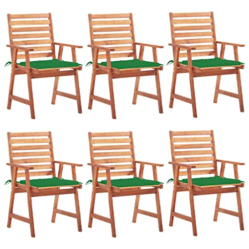 YITHOPI Garten-Essstühle 6 STK. mit Kissen Massivholz Akazie Gartenbestuhlung Balkonstühle für Rasenflächen von YITHOPI