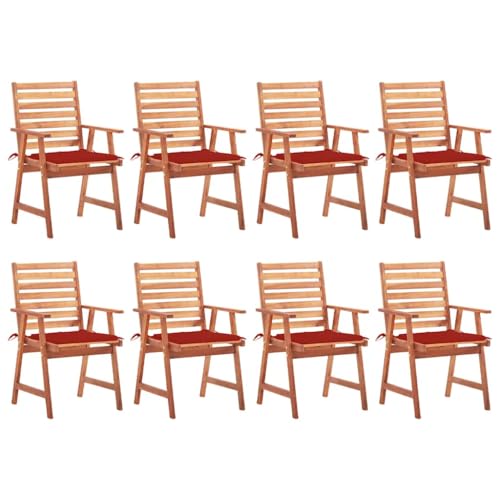 YITHOPI Garten-Essstühle 8 STK. mit Kissen Massivholz Akazie Outdoor-Stühle Gartenmöbel für Rasenflächen von YITHOPI