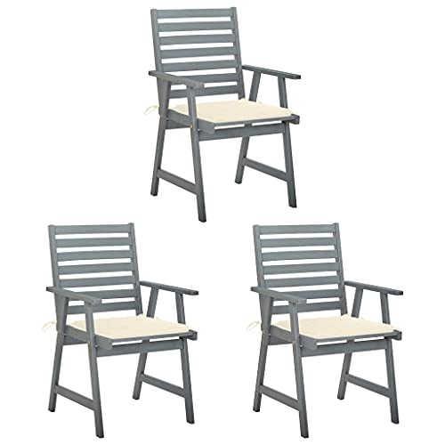 YITHOPI Garten-Essstühle mit Kissen 3 STK. Massivholz Akazie Terrassenstühle Gartenmöbel für Terrassen von YITHOPI