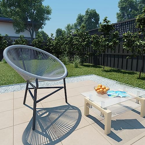 YITHOPI Garten-Mondstuhl Poly-Rattan Grau Terrassenstühle Gartenbestuhlung für Terrassen von YITHOPI