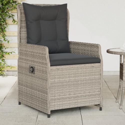 YITHOPI Gartensessel 2 STK. Verstellbar Hellgrau Poly Rattan Outdoor-Stühle Terrassenstühle für Terrassen von YITHOPI