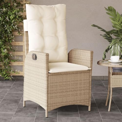YITHOPI Gartensessel mit Kissen Verstellbar Beige Poly Rattan Balkonstühle Terrassenmöbel für Innenhöfe YITHOPI Gartensessel mit Kissen Verstellbar Beige Poly Rattan Balkonstühle Terrassenmöbel für Innenhöfe von YITHOPI