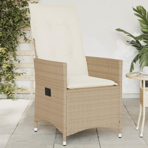YITHOPI Gartensessel mit Kissen Verstellbar Beige Poly Rattan Gartenmöbel Outdoor-Stühle für Schwimmbäder YITHOPI Gartensessel mit Kissen Verstellbar Beige Poly Rattan Gartenmöbel Outdoor-Stühle für Schwimmbäder von YITHOPI