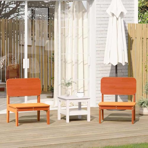 YITHOPI Gartenstühle 2 STK. Wachsbraun Gartenmöbel Terrassenmöbel für Innenhöfe 60x52,5x72 cm Massivholz Kiefer von YITHOPI