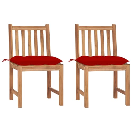 YITHOPI Gartenstühle 2 STK. mit Kissen Massivholz Teak Outdoor-Stühle Freizeitstühle für Schwimmbäder von YITHOPI