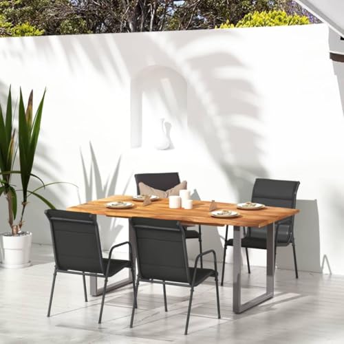 YITHOPI Gartenstühle 4 STK. Stahl und Textilene Schwarz Outdoor-Stühle Freizeitstühle für Rasenflächen von YITHOPI