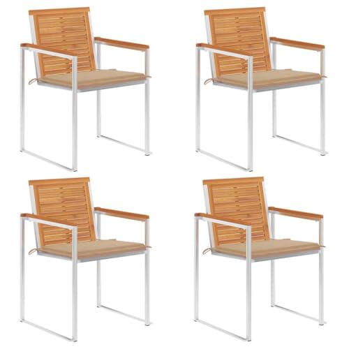 YITHOPI Gartenstühle 4 STK. mit Kissen Massivholz Akazie Outdoor-Stühle Freizeitstühle für Rasenflächen YITHOPI Gartenstühle 4 STK. mit Kissen Massivholz Akazie Outdoor-Stühle Freizeitstühle für Rasenflächen von YITHOPI