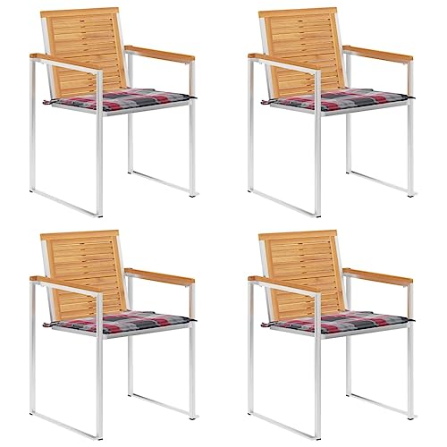 YITHOPI Gartenstühle 4 STK. mit Kissen Massivholz Teak Balkonstühle Sitzmöbel für Draußen für Rasenflächen YITHOPI Gartenstühle 4 STK. mit Kissen Massivholz Teak Balkonstühle Sitzmöbel für Draußen für Rasenflächen von YITHOPI