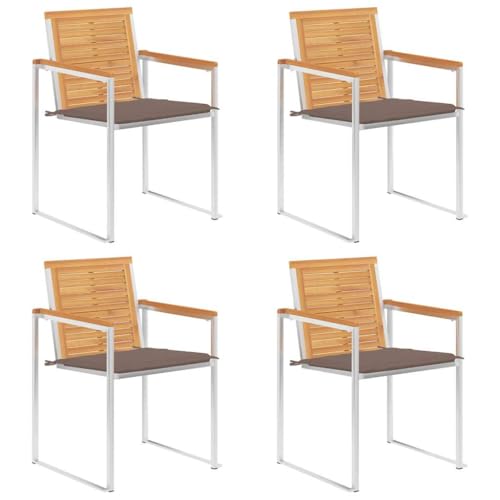YITHOPI Gartenstühle 4 STK. mit Kissen Massivholz Teak Sitzmöbel für Draußen Freizeitstühle für Schwimmbäder YITHOPI Gartenstühle 4 STK. mit Kissen Massivholz Teak Sitzmöbel für Draußen Freizeitstühle für Schwimmbäder von YITHOPI