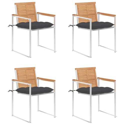 YITHOPI Gartenstühle 4 STK. mit Kissen Massivholz Teak Sitzmöbel für Draußen Gartenmöbel für Terrassen von YITHOPI
