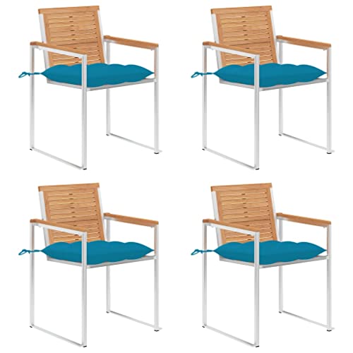 YITHOPI Gartenstühle 4 STK. mit Kissen Massivholz Teak Sitzmöbel für Draußen Outdoor-Stühle für Schwimmbäder von YITHOPI