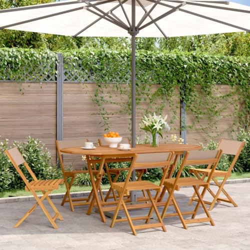 YITHOPI Gartenstühle 6 STK. Klappbar Taupe Stoff und Massivholz Terrassenmöbel Outdoor-Stühle für Innenhöfe von YITHOPI