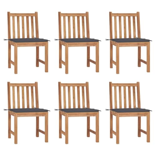 YITHOPI Gartenstühle 6 STK. mit Kissen Massivholz Teak Terrassenmöbel Gartenbestuhlung für Terrassen von YITHOPI