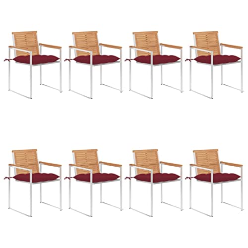 YITHOPI Gartenstühle 8 STK. mit Kissen Massivholz Teak Gartenmöbel Outdoor-Stühle für Rasenflächen von YITHOPI