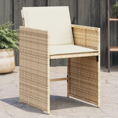 YITHOPI Gartenstühle mit Kissen 4 STK. Beige Poly Rattan Gartenmöbel Balkonstühle für Innenhöfe YITHOPI Gartenstühle mit Kissen 4 STK. Beige Poly Rattan Gartenmöbel Balkonstühle für Innenhöfe von YITHOPI
