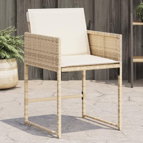 YITHOPI Gartenstühle mit Kissen 4 STK. Beige Poly Rattan Gartenmöbel Terrassenmöbel für Terrassen von YITHOPI