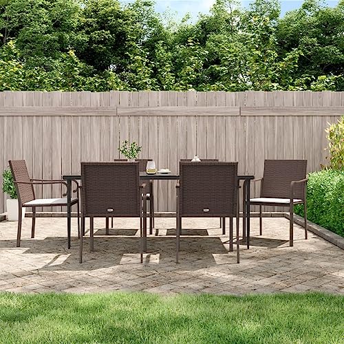 YITHOPI Gartenstühle mit Kissen 6 STK. Braun Terrassenstühle Gartenbestuhlung für Terrassen 56x59x84 cm Poly Rattan YITHOPI Gartenstühle mit Kissen 6 STK. Braun Terrassenstühle Gartenbestuhlung für Terrassen 56x59x84 cm Poly Rattan von YITHOPI