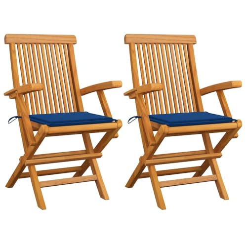 YITHOPI Gartenstühle mit Königsblauen Kissen 2 STK. Massivholz Teak Gartenbestuhlung Freizeitstühle für Terrassen YITHOPI Gartenstühle mit Königsblauen Kissen 2 STK. Massivholz Teak Gartenbestuhlung Freizeitstühle für Terrassen von YITHOPI