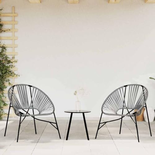 YITHOPI Gartenstuhl-Set 3-TLG. Schwarz und Hellgrau Poly Rattan Terrassenstühle Freizeitstühle für Rasenflächen YITHOPI Gartenstuhl-Set 3-TLG. Schwarz und Hellgrau Poly Rattan Terrassenstühle Freizeitstühle für Rasenflächen von YITHOPI