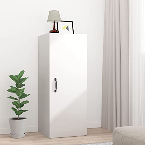 YITHOPI Hängeschrank Hochglanz-Weiß Schweberegal Hängeregal für Bad Wohnzimmer 34,5x34x90 cm Holzwerkstoff von YITHOPI