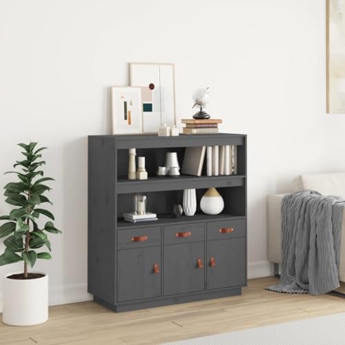 YITHOPI Highboard Grau Wohnzimmerschränke für Wohnzimmer Diele 100x40x108,5 cm Massivholz Kiefer von YITHOPI