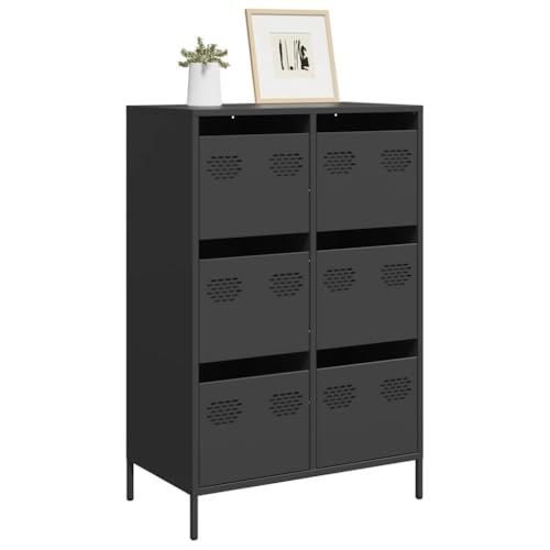 YITHOPI Highboard Schwarz Schlafzimmer-Schränke für Diele Schlafzimmer 68x39x101,5 cm Stahl von YITHOPI
