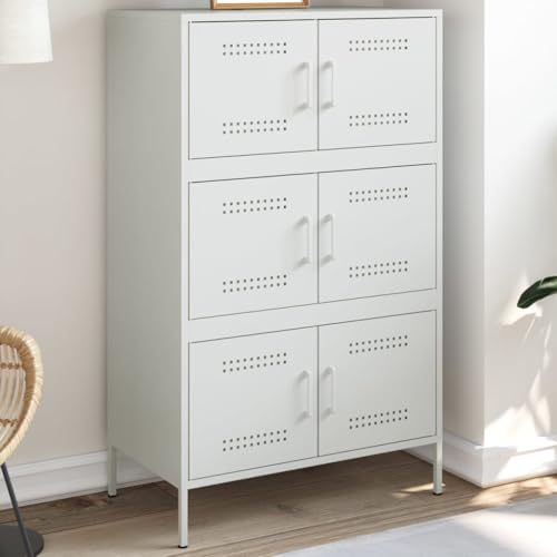 YITHOPI Highboard Weiß Küchenschränke für Wohnzimmer Küche 68x39x113 cm Stahl von YITHOPI