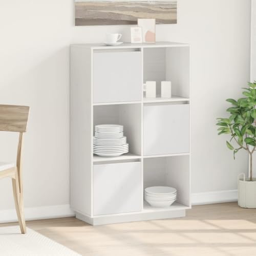 YITHOPI Highboard Weiß Schlafzimmerschrank für Schlafzimmer Diele 74x35x117 cm Massivholz Kiefer von YITHOPI