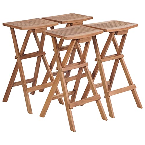 YITHOPI Klappbare Barhocker 4 STK. Massivholz Teak Gartenmöbel Outdoor-Stühle für Terrassen von YITHOPI