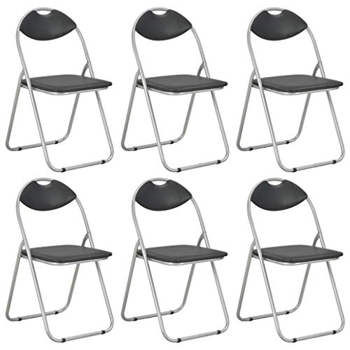 YITHOPI Klappbare Esszimmerstühle 6 STK. Schwarz Kunstleder Multifunktionaler Esszimmerstuhl Bequeme Stühle für Wohnzimmer YITHOPI Klappbare Esszimmerstühle 6 STK. Schwarz Kunstleder Multifunktionaler Esszimmerstuhl Bequeme Stühle für Wohnzimmer von YITHOPI