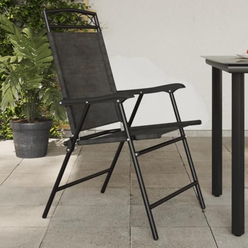 YITHOPI Klappbare Gartenstühle 2 STK. Graumeliert Stahl und Textilene Terrassenmöbel Freizeitstühle für Rasenflächen von YITHOPI