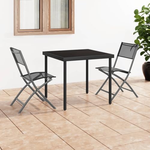 YITHOPI Klappbare Gartenstühle 2 STK. Schwarz Stahl und Textilene Gartenmöbel Balkonstühle für Innenhöfe von YITHOPI