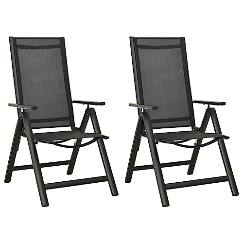 YITHOPI Klappbare Gartenstühle 2 STK. Textilene und Aluminium Schwarz Freizeitstühle Gartenbestuhlung für Schwimmbäder von YITHOPI
